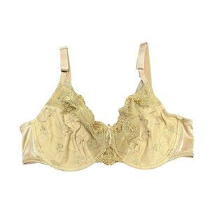 Wacoal Bra 34D  #85133 Undewire Bra‎ Floral Embroidery Semi-Sheer Beige